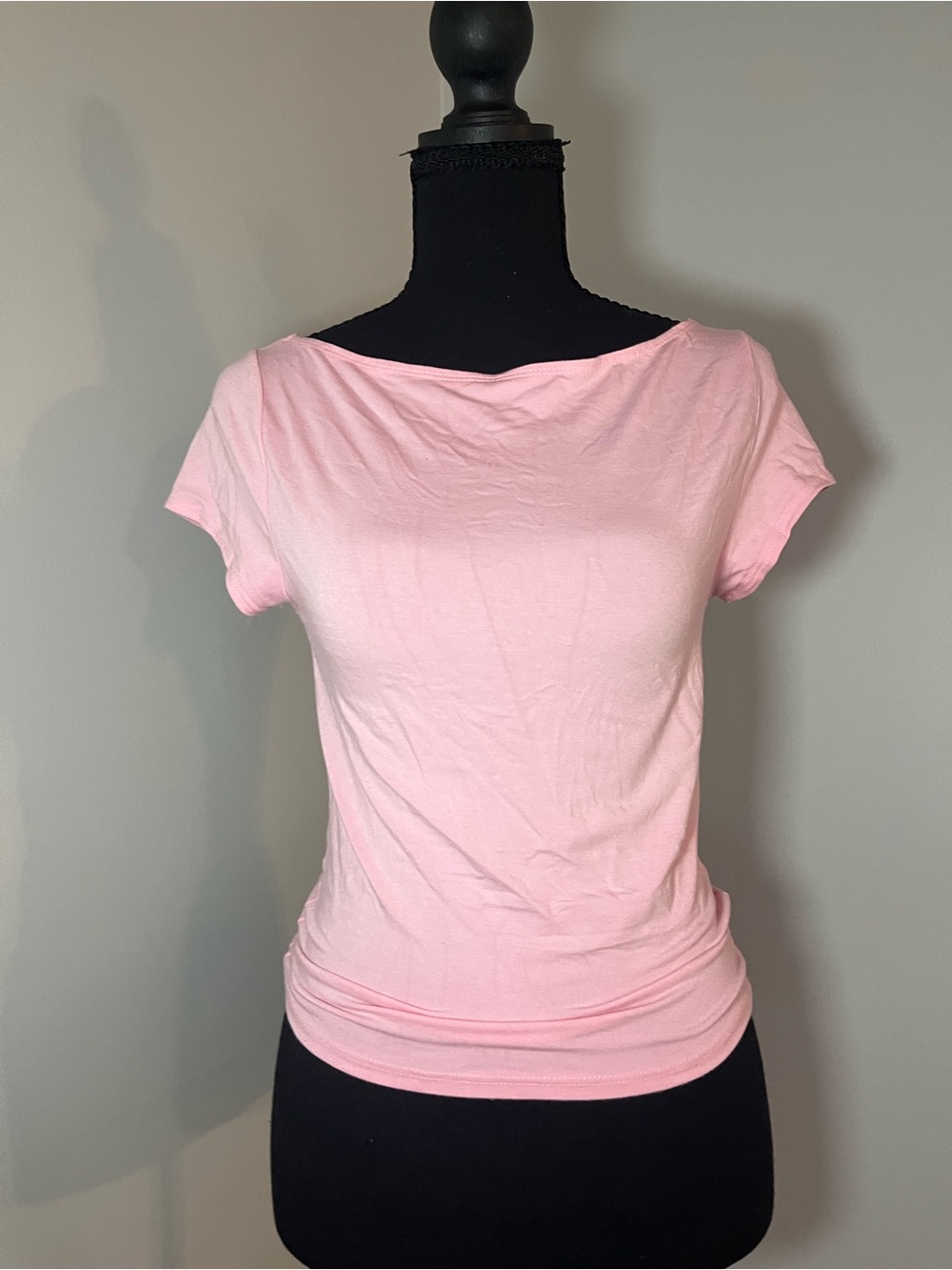 Women's Light Pink Boatneck Short-Sleeve Tee